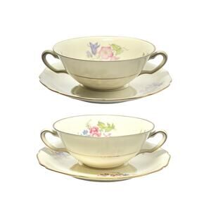 Hutschenreuther & Royal York “Bridal Bouquet (Madeleine)” 2 Cream Soup Bowls